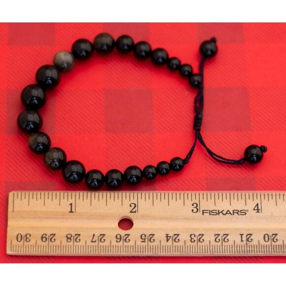 Vintage Black Beads Adjustable Bracelet - O27 - Picture 3 of 3